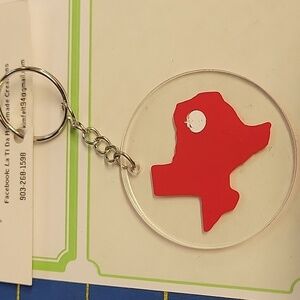 Texas 4" Acrylic Round Silver Tone Keychain